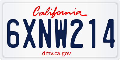 CA license plate 6XNW214