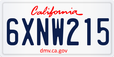 CA license plate 6XNW215