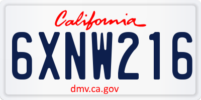 CA license plate 6XNW216