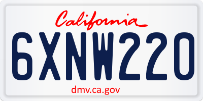 CA license plate 6XNW220