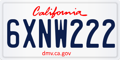 CA license plate 6XNW222