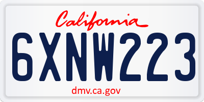 CA license plate 6XNW223