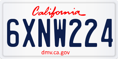 CA license plate 6XNW224
