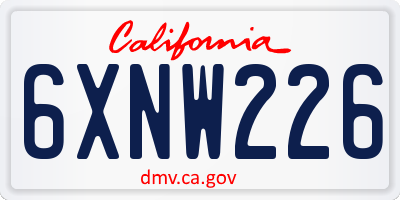 CA license plate 6XNW226