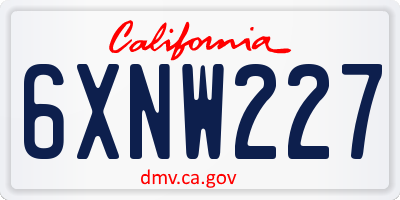 CA license plate 6XNW227