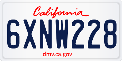 CA license plate 6XNW228