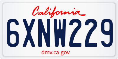 CA license plate 6XNW229