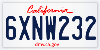 CA license plate 6XNW232