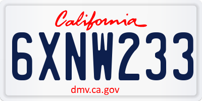 CA license plate 6XNW233