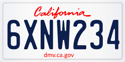 CA license plate 6XNW234