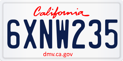 CA license plate 6XNW235