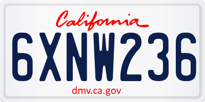 CA license plate 6XNW236