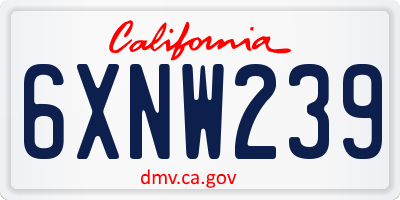 CA license plate 6XNW239