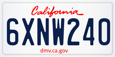 CA license plate 6XNW240
