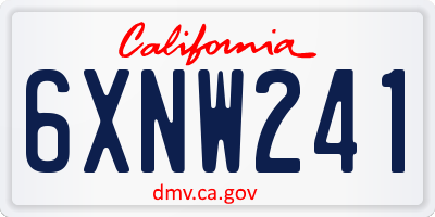 CA license plate 6XNW241