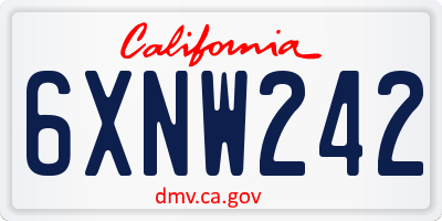 CA license plate 6XNW242
