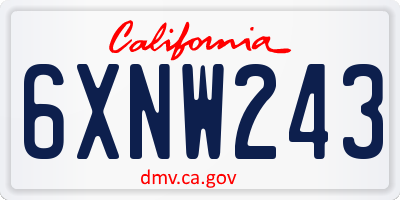 CA license plate 6XNW243