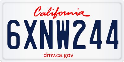 CA license plate 6XNW244