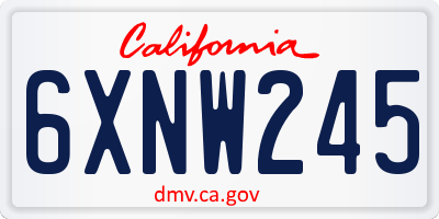 CA license plate 6XNW245