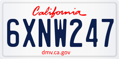 CA license plate 6XNW247