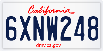 CA license plate 6XNW248