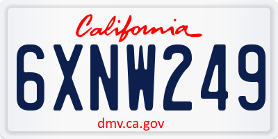 CA license plate 6XNW249