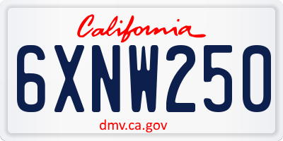 CA license plate 6XNW250