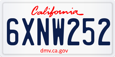 CA license plate 6XNW252