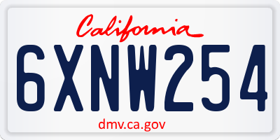 CA license plate 6XNW254