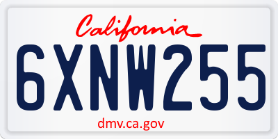 CA license plate 6XNW255
