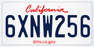 CA license plate 6XNW256