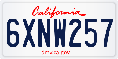 CA license plate 6XNW257
