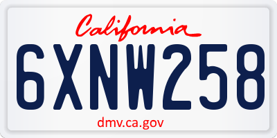 CA license plate 6XNW258