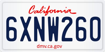 CA license plate 6XNW260