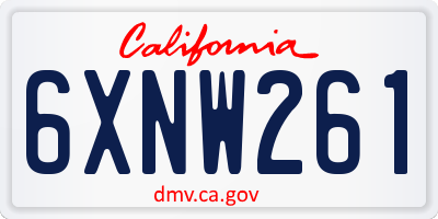 CA license plate 6XNW261