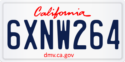 CA license plate 6XNW264