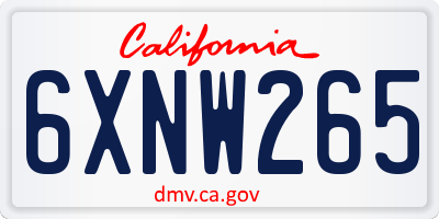 CA license plate 6XNW265