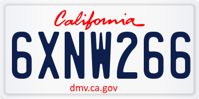 CA license plate 6XNW266