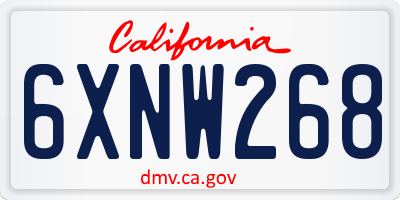 CA license plate 6XNW268