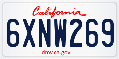CA license plate 6XNW269