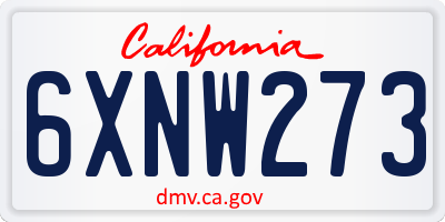CA license plate 6XNW273