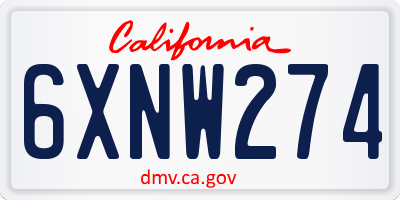 CA license plate 6XNW274