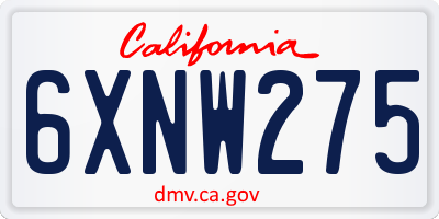 CA license plate 6XNW275
