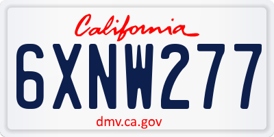 CA license plate 6XNW277
