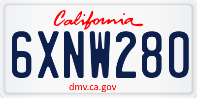 CA license plate 6XNW280