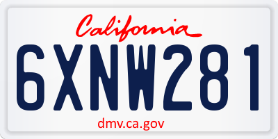 CA license plate 6XNW281