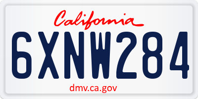 CA license plate 6XNW284
