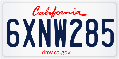 CA license plate 6XNW285