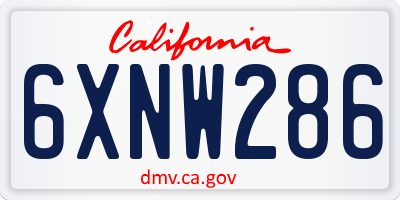 CA license plate 6XNW286