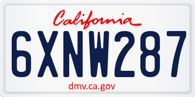 CA license plate 6XNW287
